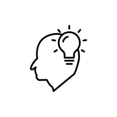 Head line icon with light bulb. Concept of new idea. Idea generation process. simple design editable. Design template vector
