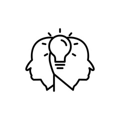 Head line icon with light bulb. Concept of new idea. Idea generation process. simple design editable. Design template vector