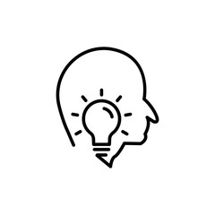 Head line icon with light bulb. Concept of new idea. Idea generation process. simple design editable. Design template vector