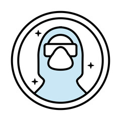 use biosafety suit sticker half line style icon vector illustration design