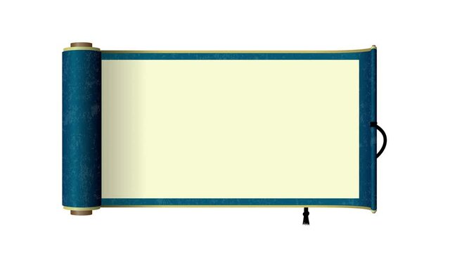 Japanese scroll paper opening animation ( 4K, MP4 ) / blue