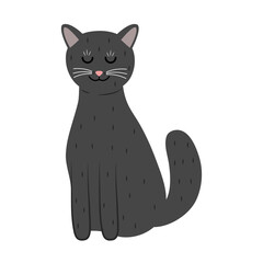 cute little cat gray color pet mascot character vector illustration design