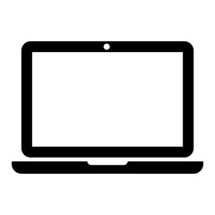 laptop icon. - notebook with blank screen at desk on workplace. - working from home. - school homework. - distance learning - isolated on white background - xxl g10131