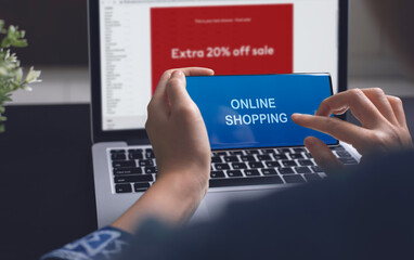 Online shopping, digital banking, internet payment, digital marketing, E-commerce concept.