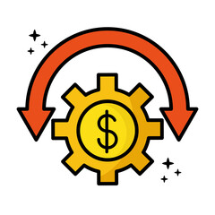 dollar symbol in gear with arrows around vector illustration design