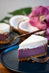 Purple Sweet Potato Pie with Coconut Topping - Haupia