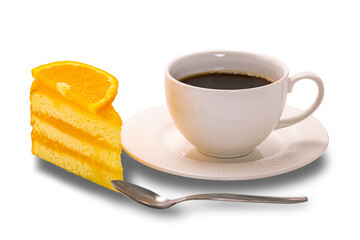 Orange cake and a cup of black coffee.