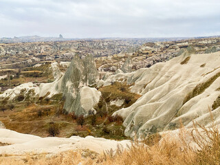 Cappadocia, Turkey. November 30, 2019. View from Lover's hill. Limestone formations. Spectacular Karst Landform