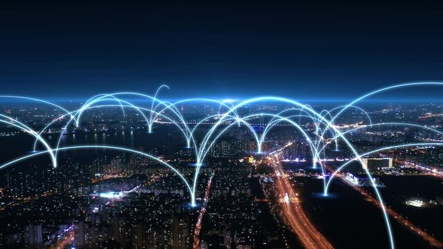 city and network connection concept.communication.smart city