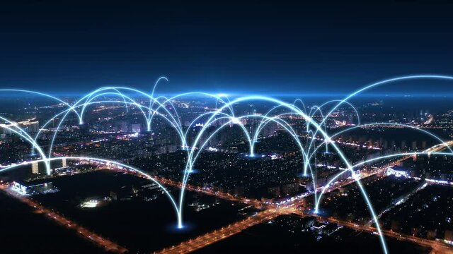 city and network connection concept.communication.smart city