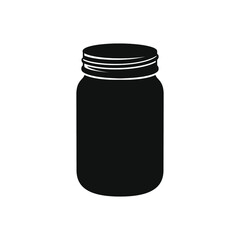Mason glass jar silhouette template version 2. Simple flat minimal modern clip art design.