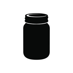 Mason glass jar silhouette template. Simple flat minimal modern clip art design.
