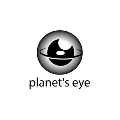 planet eye logo illustration, dark ring vector design