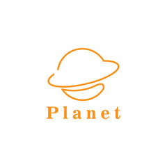 planet logo abstract simple line illustration vector design template