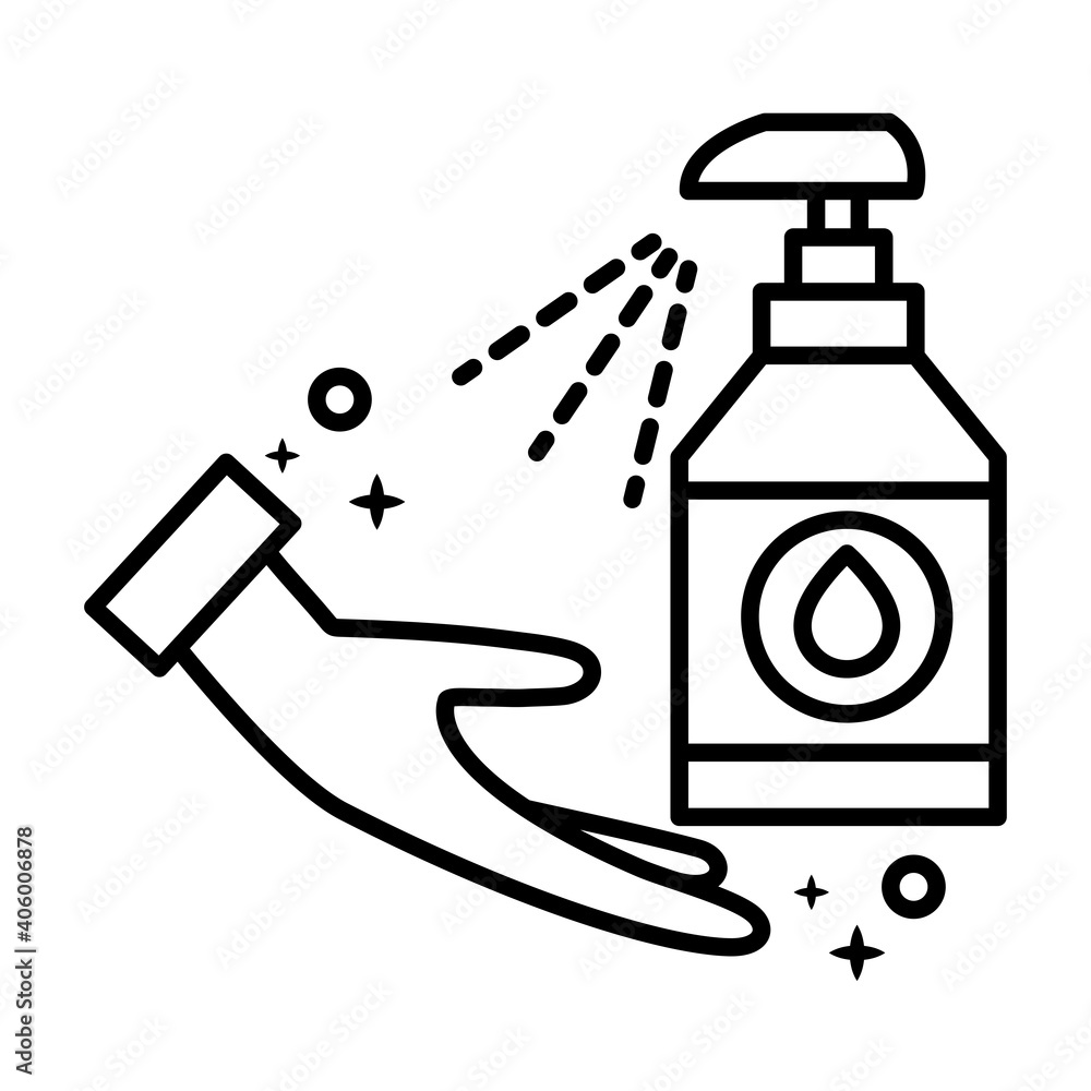 Canvas Prints hand with antibacterial soap bottle line style icon vector illustration design