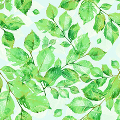 Fototapeta na wymiar Watercolor bright leaves seamless pattern