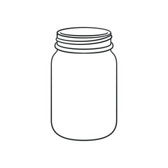 Glass mason jar outline line art clip art template. Simple flat vector illustration design. - obrazy, fototapety, plakaty