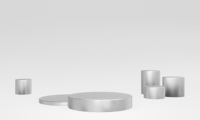 3D rendering silver podium mockup