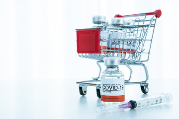 Coronavirus - 2019-nCoV or COVID-19 vaccine bottles for injection use only. 