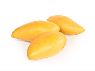 Closeup ripe mango tropical fruit isolated on white background