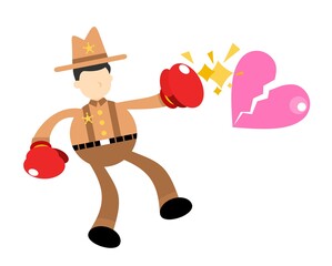 cowboy america fight for love break cartoon doodle flat design style vector illustration