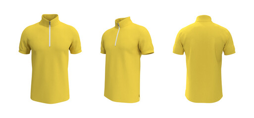 Blank tracktop shirt mockup, track front, side and back view, 3d illustration, 3d rendering