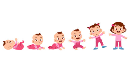 baby girl to toddler life cycle vector
