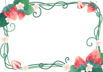 水彩風の苺のフレーム