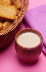 rusk with Indian mud tea cup 