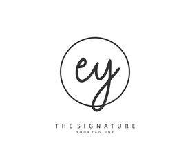 EY Initial letter handwriting and signature logo. A concept handwriting initial logo with template element.