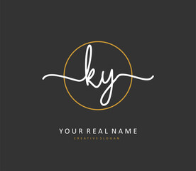 KY Initial letter handwriting and signature logo. A concept handwriting initial logo with template element.
