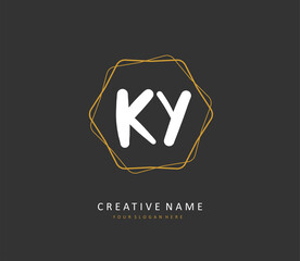 KY Initial letter handwriting and signature logo. A concept handwriting initial logo with template element.
