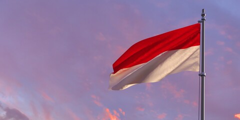 3d rendering of the national flag of the Indonesia
