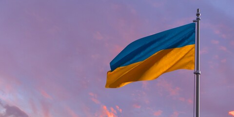 3d rendering of the national flag of the Ukraine