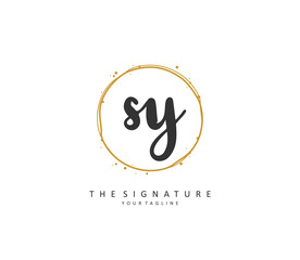 SY Initial letter handwriting and signature logo. A concept handwriting initial logo with template element.
