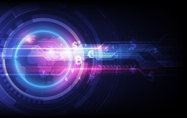 Money transfer. Global Currency. Stock Exchange. Stock vector illustration.