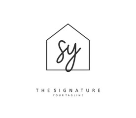 SY Initial letter handwriting and signature logo. A concept handwriting initial logo with template element.