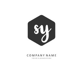 SY Initial letter handwriting and signature logo. A concept handwriting initial logo with template element.