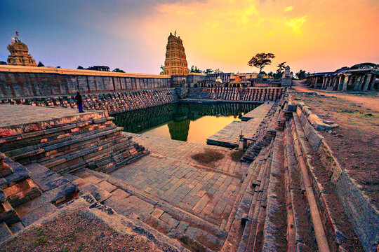 sunset over the river, Hampi, Karnataka, India