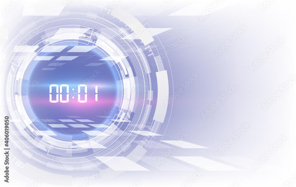 Poster abstract futuristic technology background with digital number timer concept and countdown, vector tr