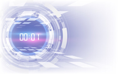 Abstract Futuristic Technology Background with Digital number timer concept and countdown, vector transparent