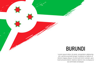Grunge styled brush stroke background with flag of Burundi