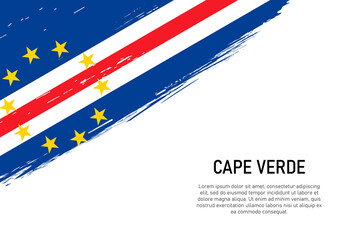 Grunge styled brush stroke background with flag of Cape Verde