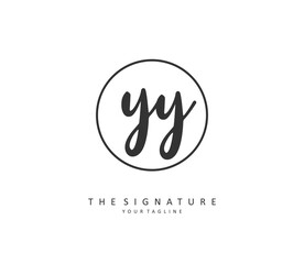 YY Initial letter handwriting and signature logo. A concept handwriting initial logo with template element.