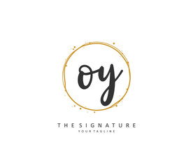 OY Initial letter handwriting and signature logo. A concept handwriting initial logo with template element.