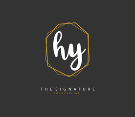 HY Initial letter handwriting and signature logo. A concept handwriting initial logo with template element.