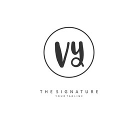 Obraz premium VY Initial letter handwriting and signature logo. A concept handwriting initial logo with template element.