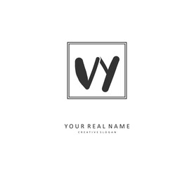 VY Initial letter handwriting and signature logo. A concept handwriting initial logo with template element.