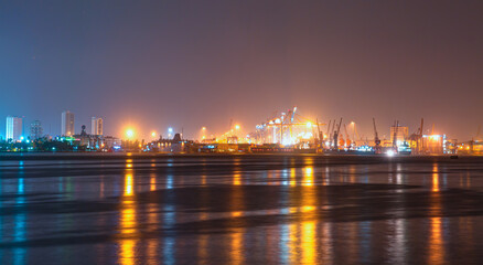 Fototapeta na wymiar Port of Mersin at night - Mersin, Turkey