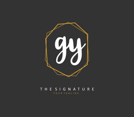 GY Initial letter handwriting and signature logo. A concept handwriting initial logo with template element.